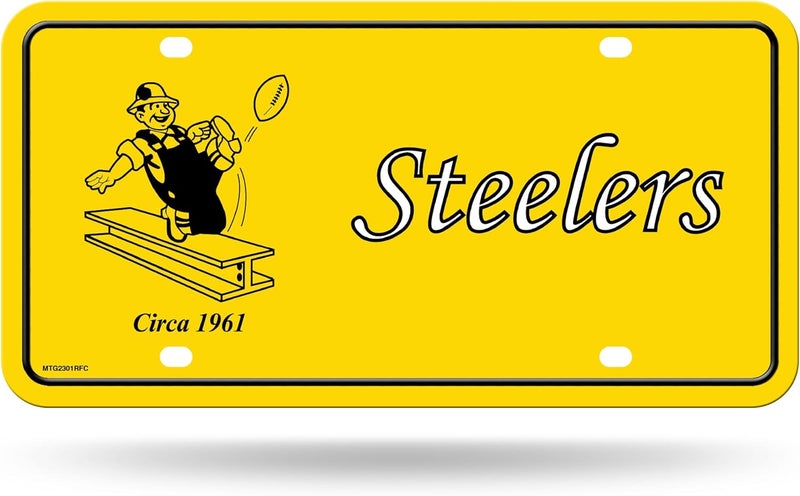 NFL Football Pittsburgh Steelers Retro Logo Metal Auto Tag 6" x 12" - Great for Truck/Car/SUV